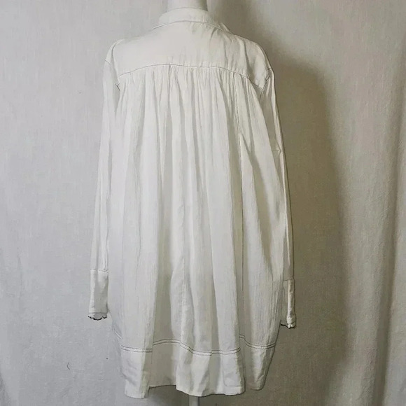 Free People Teddy Tux Tunic Top w Pockets White SZ S Coquette Coastalgrandma - Picture 5 of 14